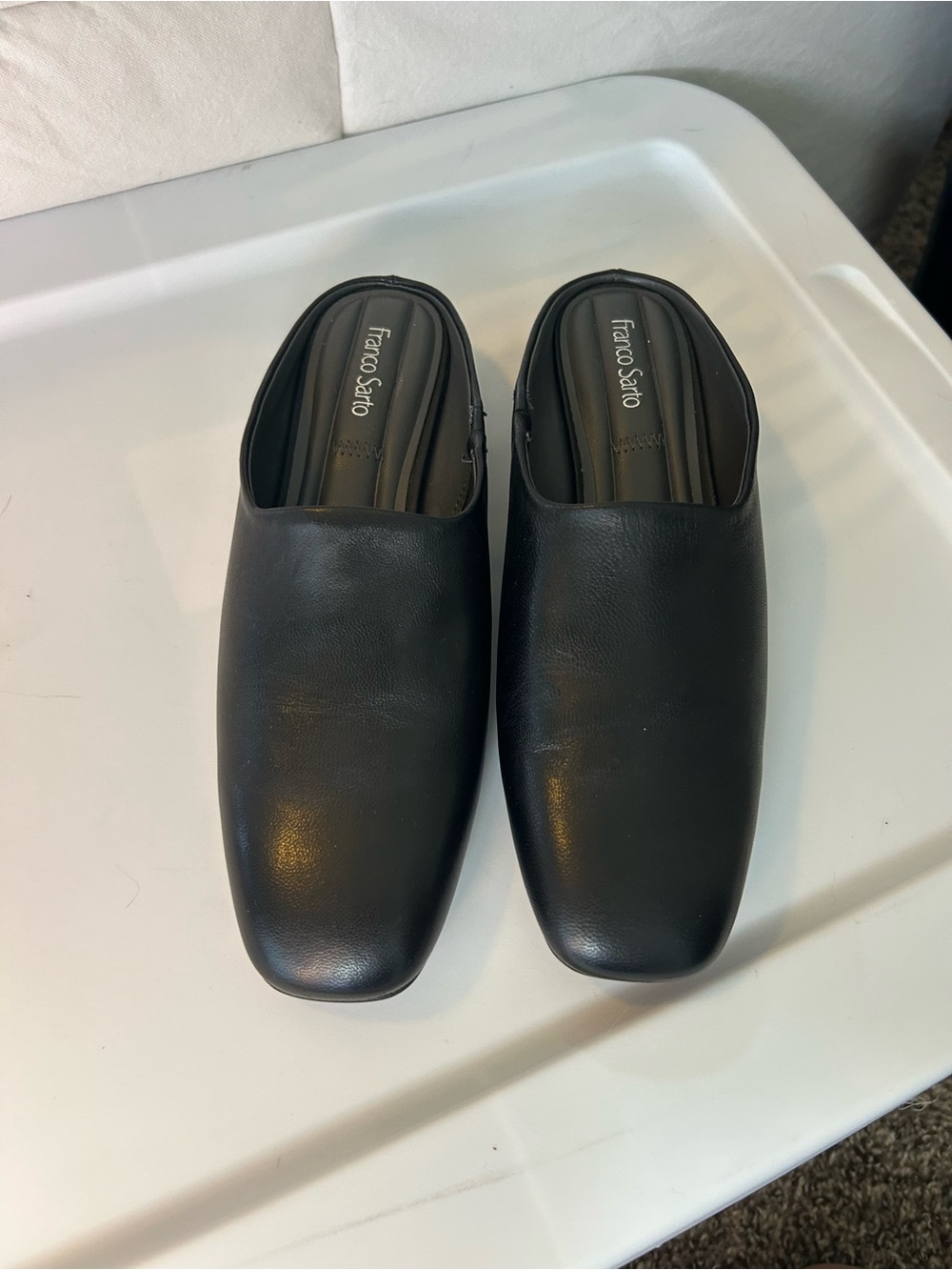 NWT Franco Sarto Black Leather Daley Mules - Picture 9 of 9